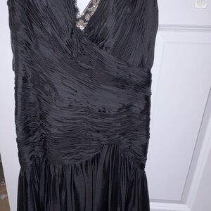 Landa Black Textured Prom Dress